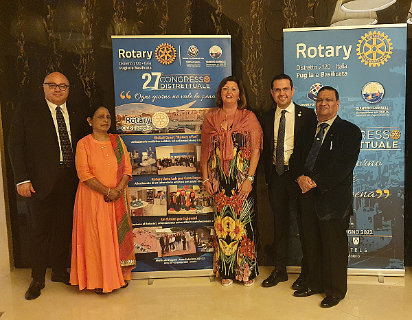 Il rappresentante del Presidente Internazionale Rotary dall'India in visita a Bisceglie