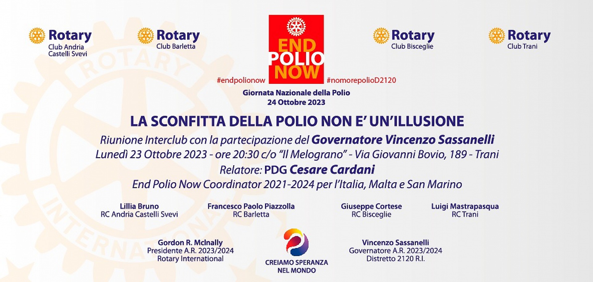 La sconfitta della polio non è un'illusione. Interclub di raggruppamento con Cesare Cardani, End Polio Now Coordinator