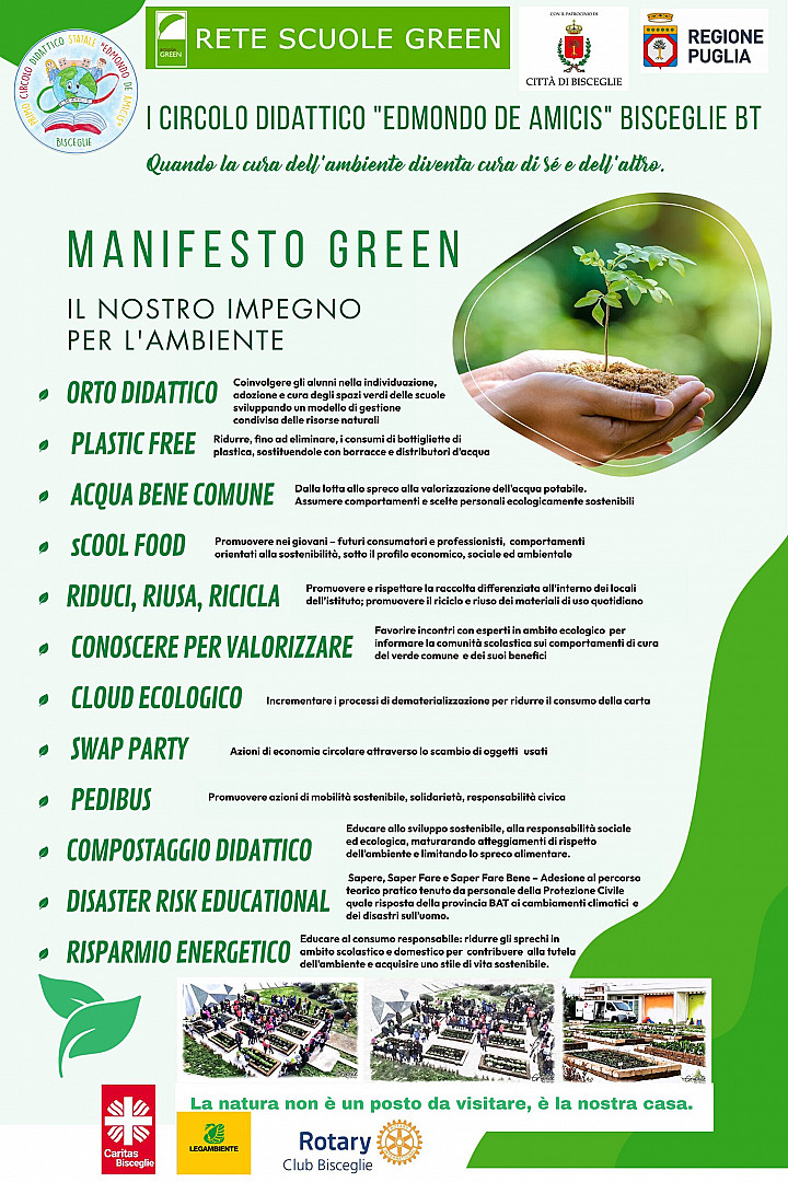 Primo circolo “De Amicis”, presentato manifesto “Il nostro impegno per l’ambiente”