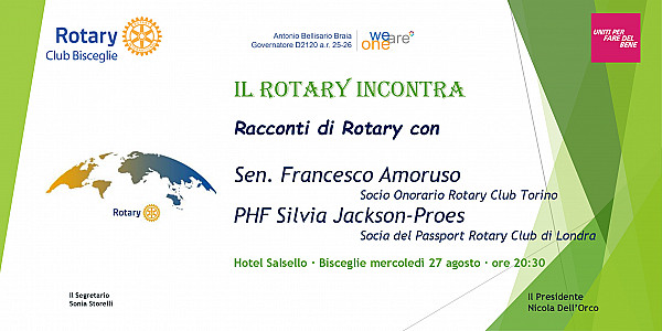 Il Rotary Incontra il Sen. Francesco Amoruso e Silvia Jackson-Proes