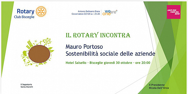 Il Rotary incontra... Mauro Portoso. "Sostenibilità sociale delle aziende"