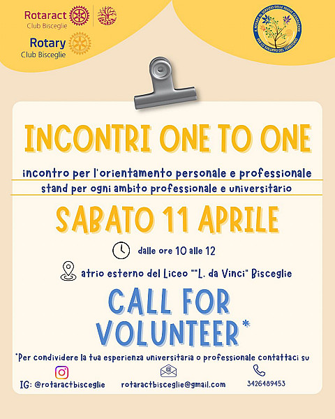 Incontri "one to one" per l'orientamento universitario e professionale. Call for volunteers