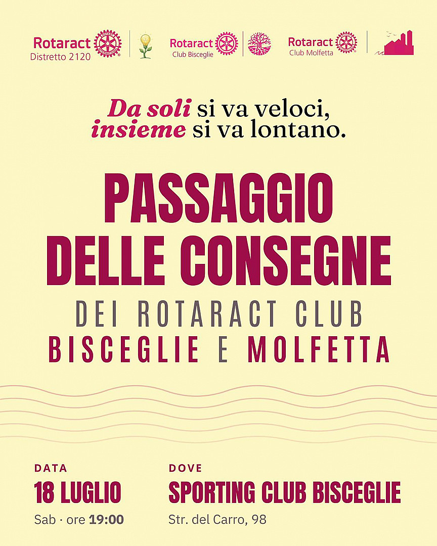 Passaggio delle consegne dei Rotaract Club di Bisceglie e Molfetta