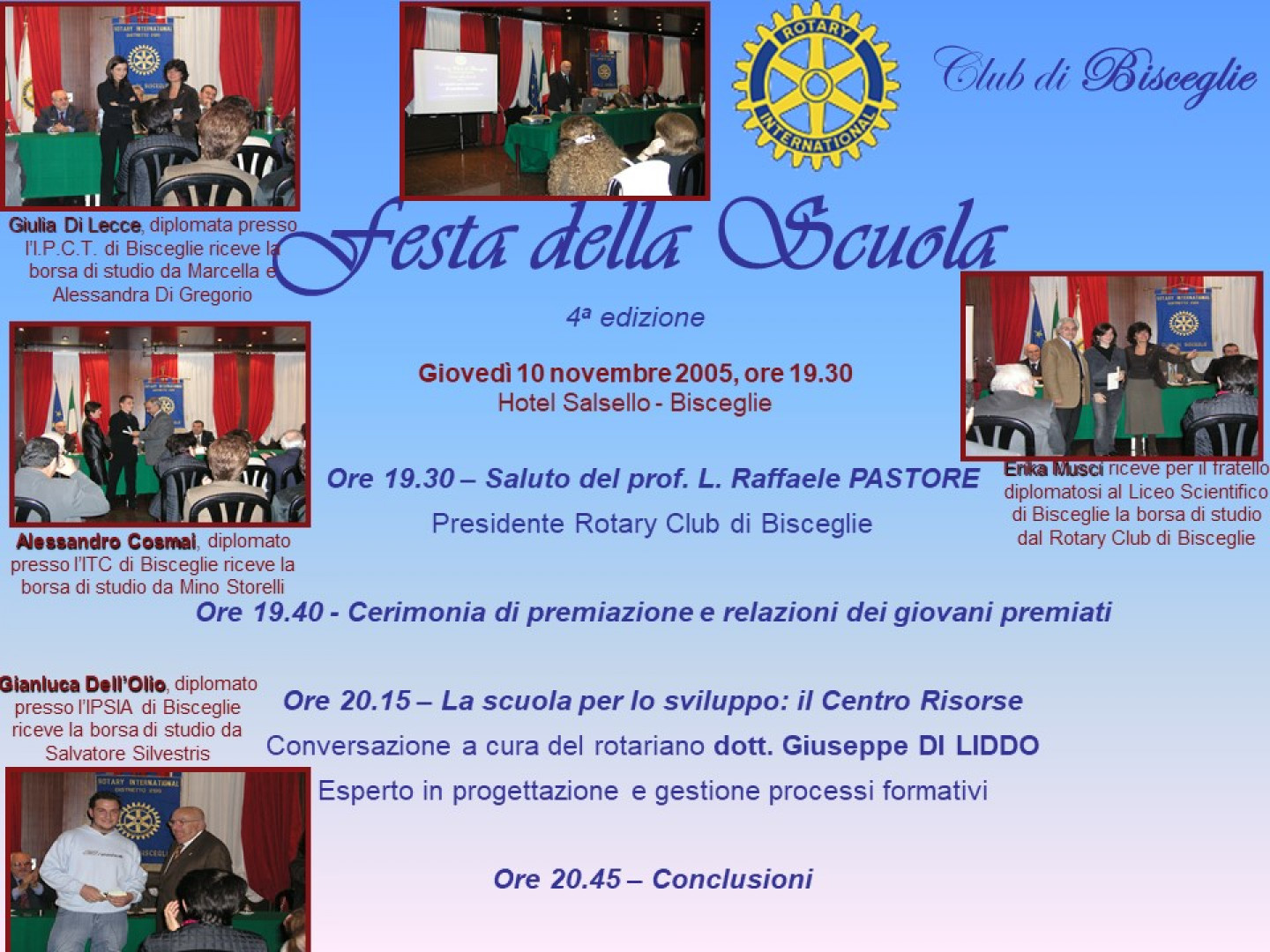 LA IV Edizione della FESTA DELLA SCUOLA al Rotary Club di Bisceglie